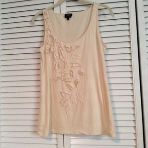 Talbots Beige Sleeveless With Design Top